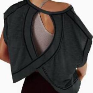 Black criss cross back wide t-shirt